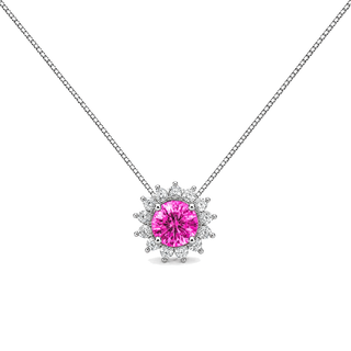 Colar redondo Blossom zircônia turmalina pink ródio branco