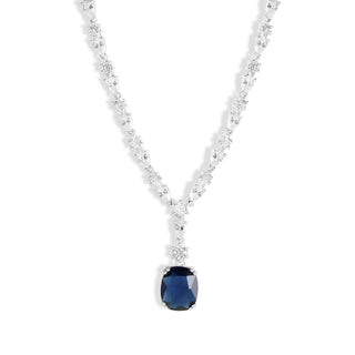 Colar riviera Cannes zircônia azul safira ródio branco
