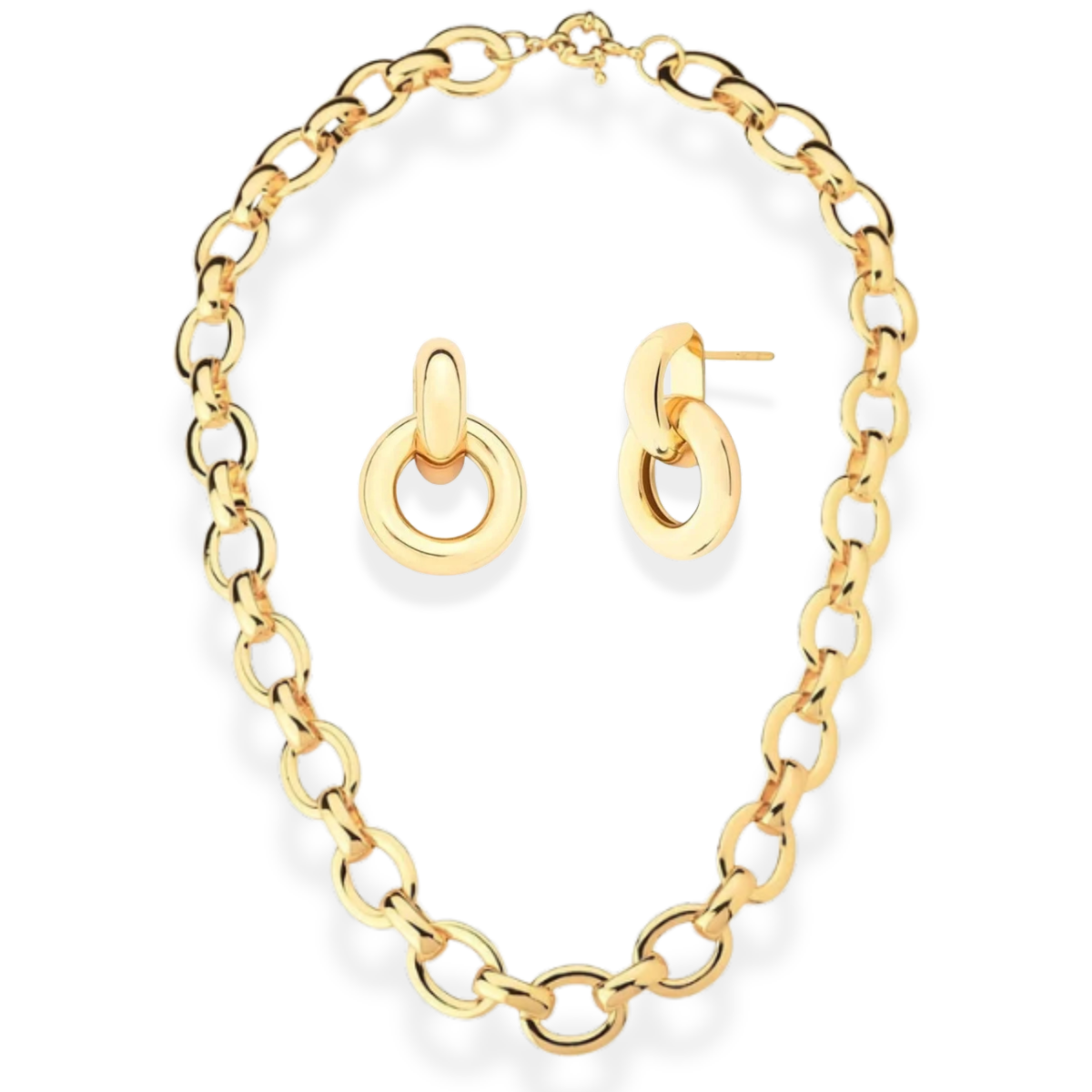Conjunto Brinco Lilian + Colar corrente ouro