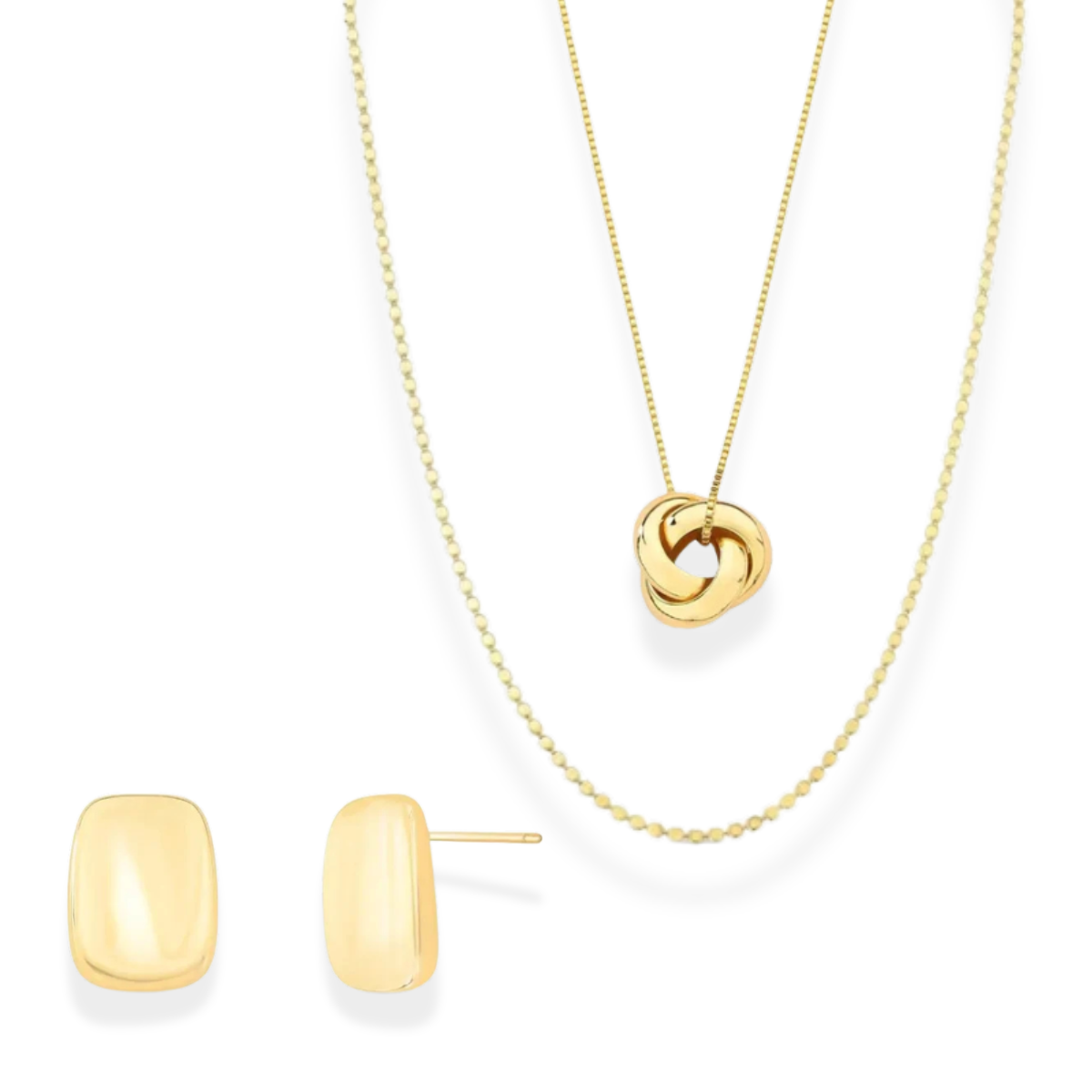 Conjunto Colar Loop + Colar Urban + Brinco Bossa ouro