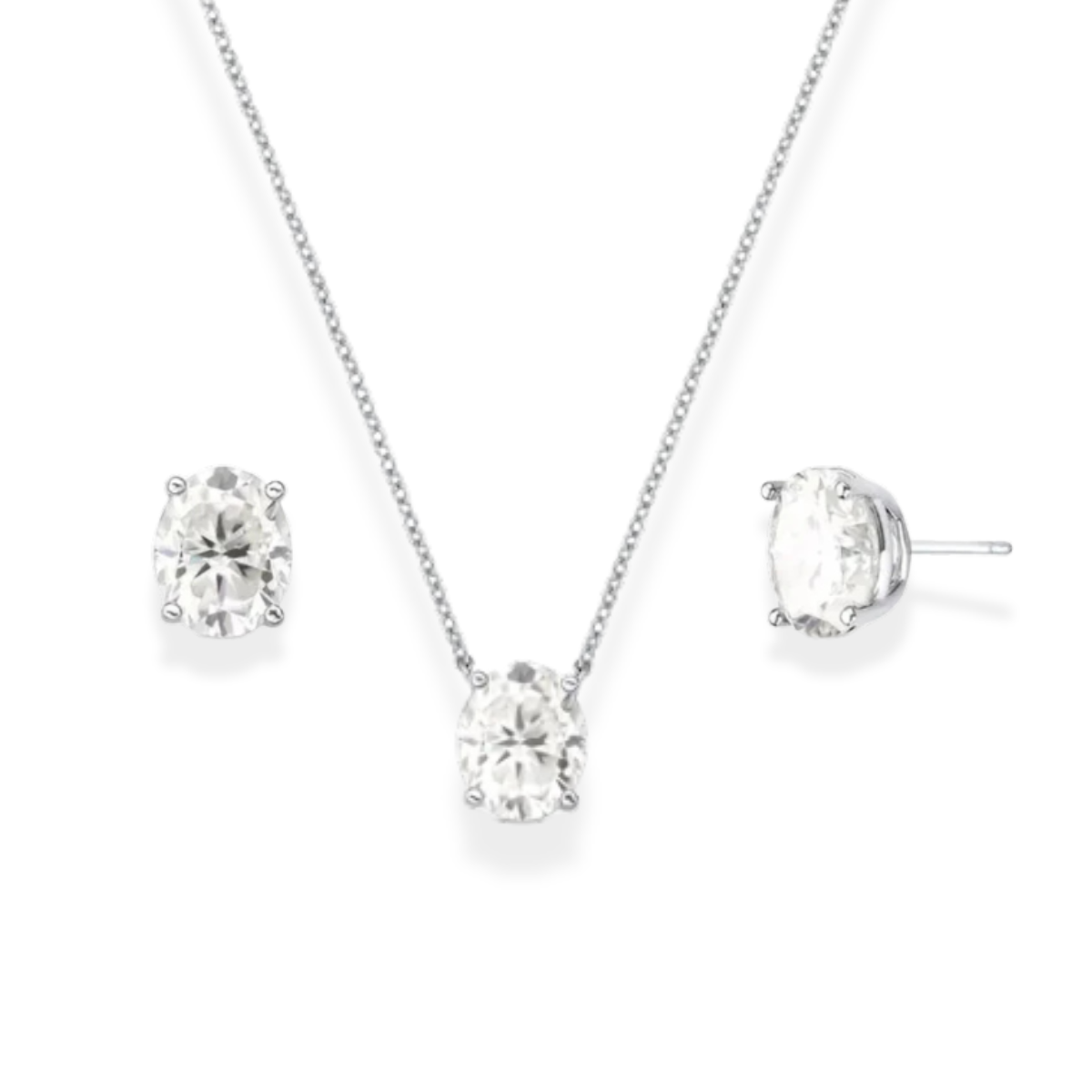 Conjunto Cora oval moissanite 3.0ct prata 925