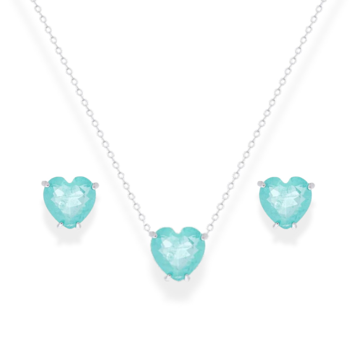 Conjunto Nice coração esmeralda colombiana fusion prata 925