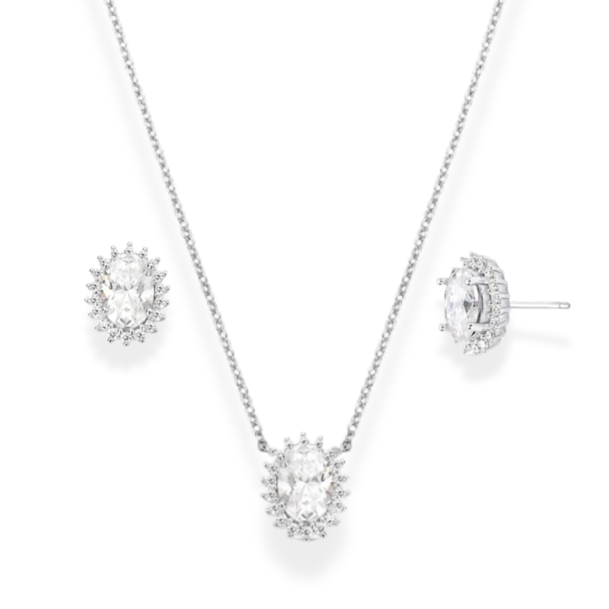 Conjunto Sirius oval Moissanite prata 925