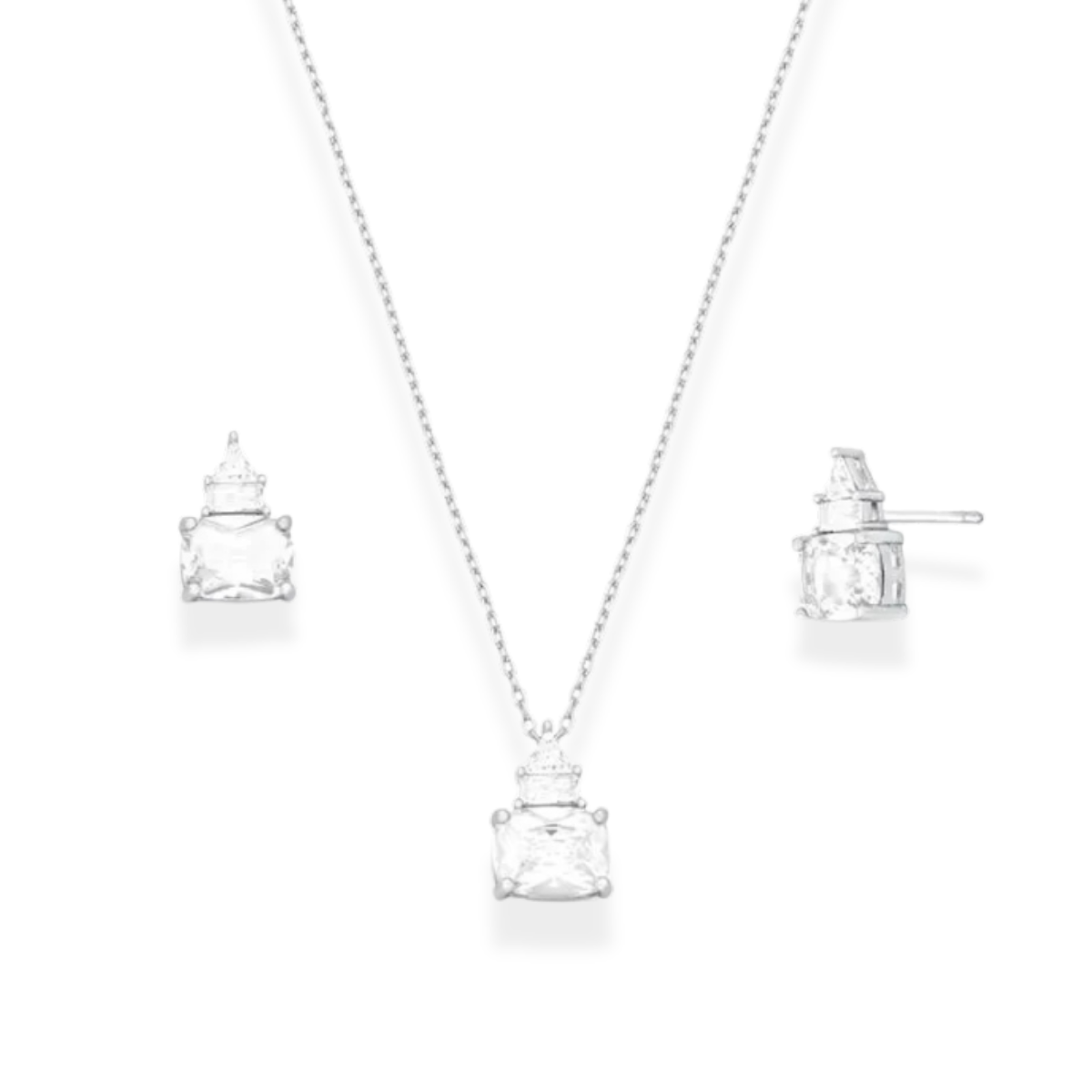 Conjunto Tróia zircônia branca ródio branco
