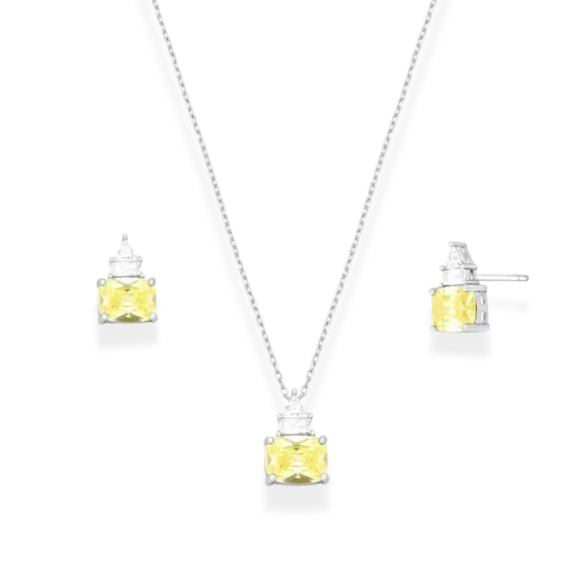 Conjunto Tróia zircônia fancy yellow ródio branco