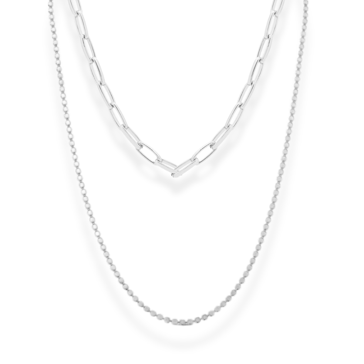 Conjunto Colar Evie elos + Colar Urban ródio branco