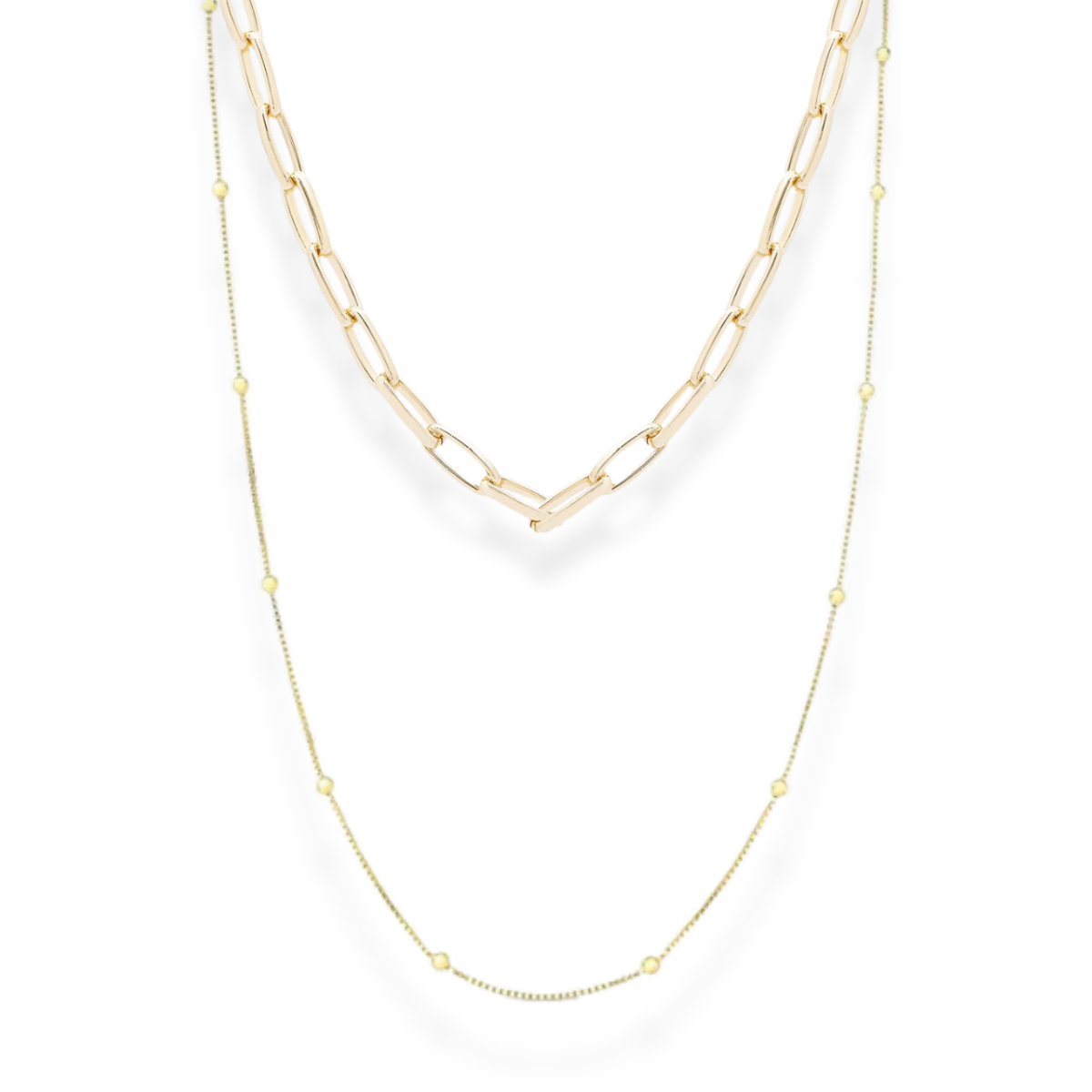 Conjunto Colar Evie elos + Colar Vicky ouro