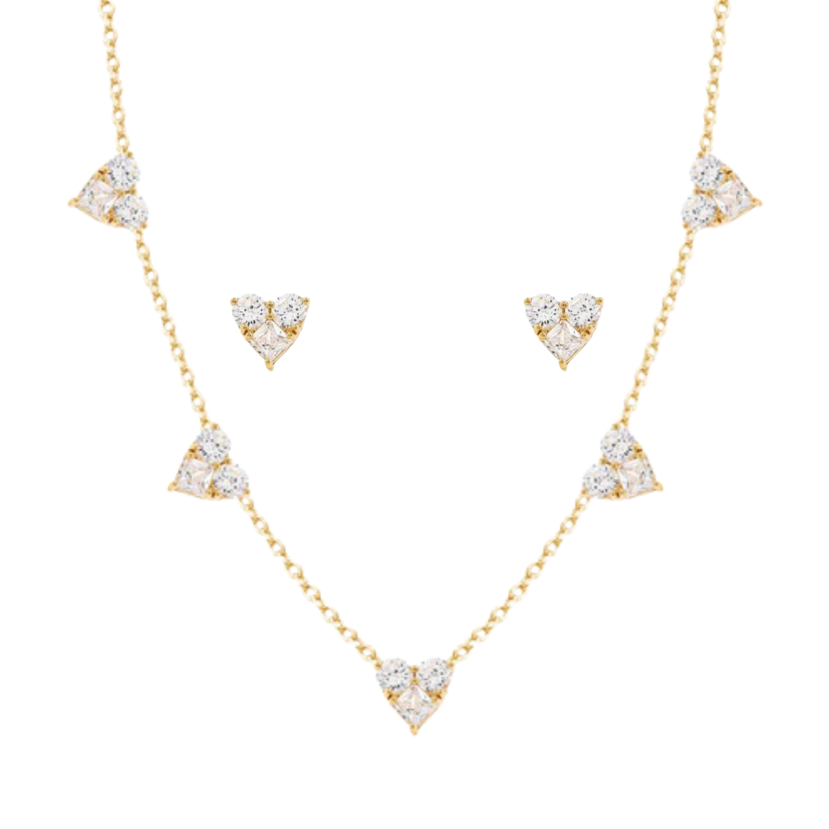 Conjunto Isa coração zircônias brancas ouro