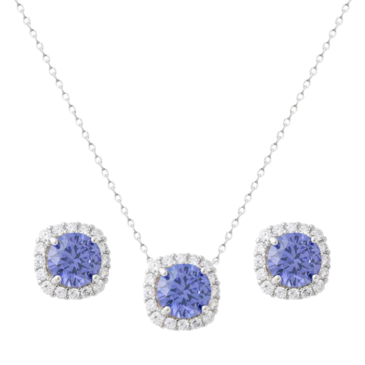 Conjunto Lella zircônia tanzanita prata 925