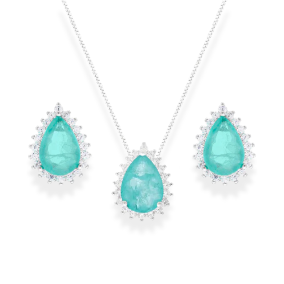 Conjunto Lola gota esmeralda colombiana fusion prata 925