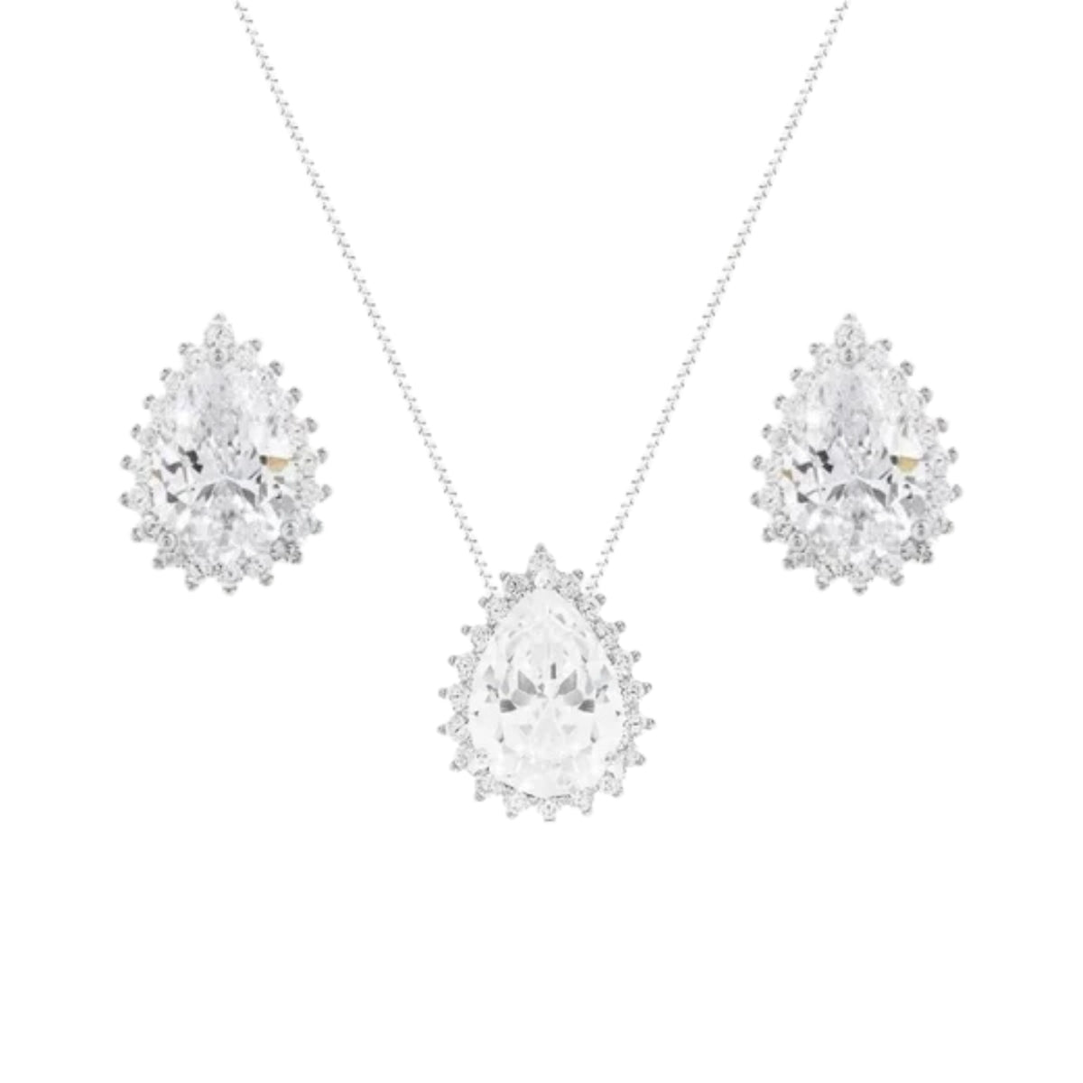 Conjunto Lola gota zircônia branca prata 925