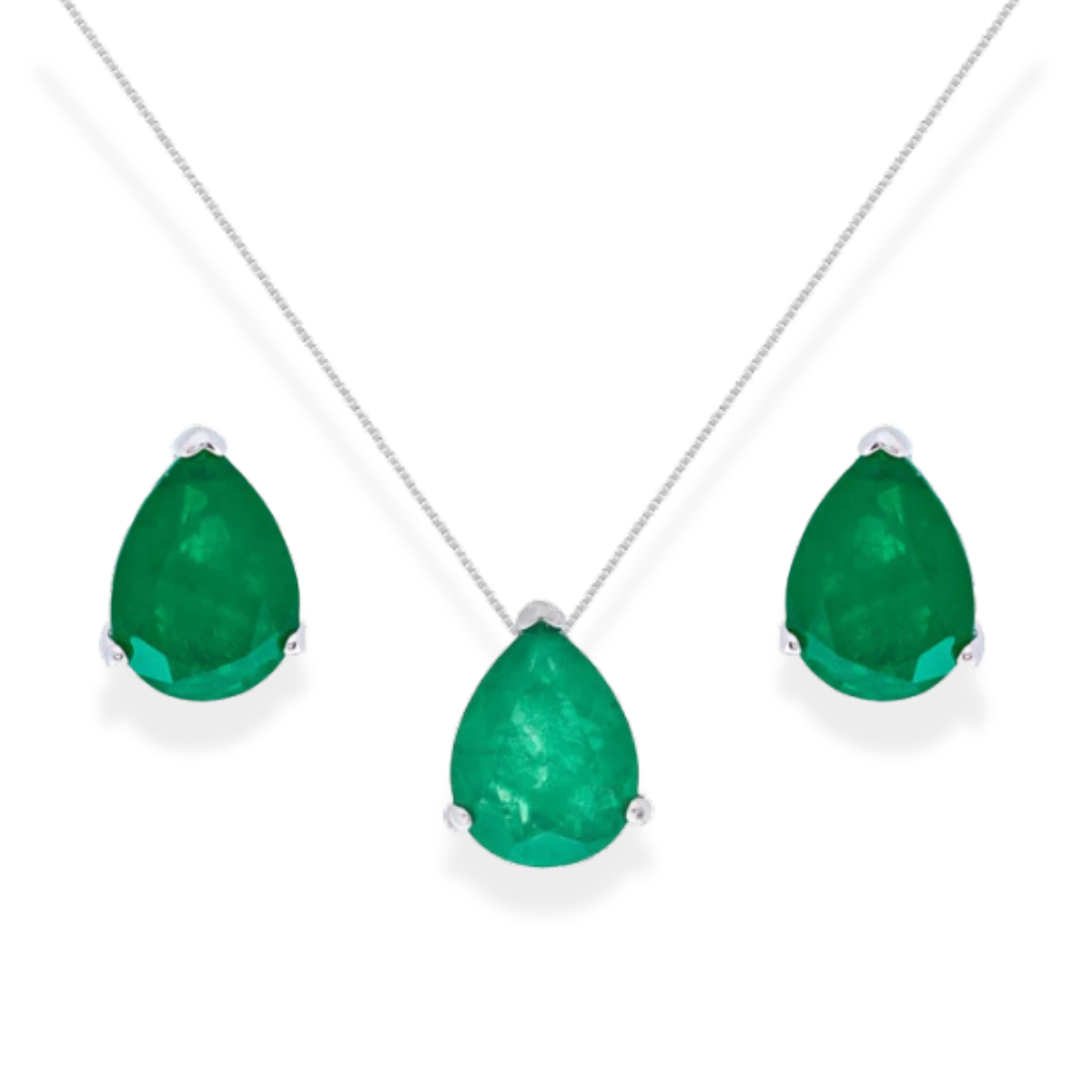 Conjunto Luma gota esmeralda fusion prata 925