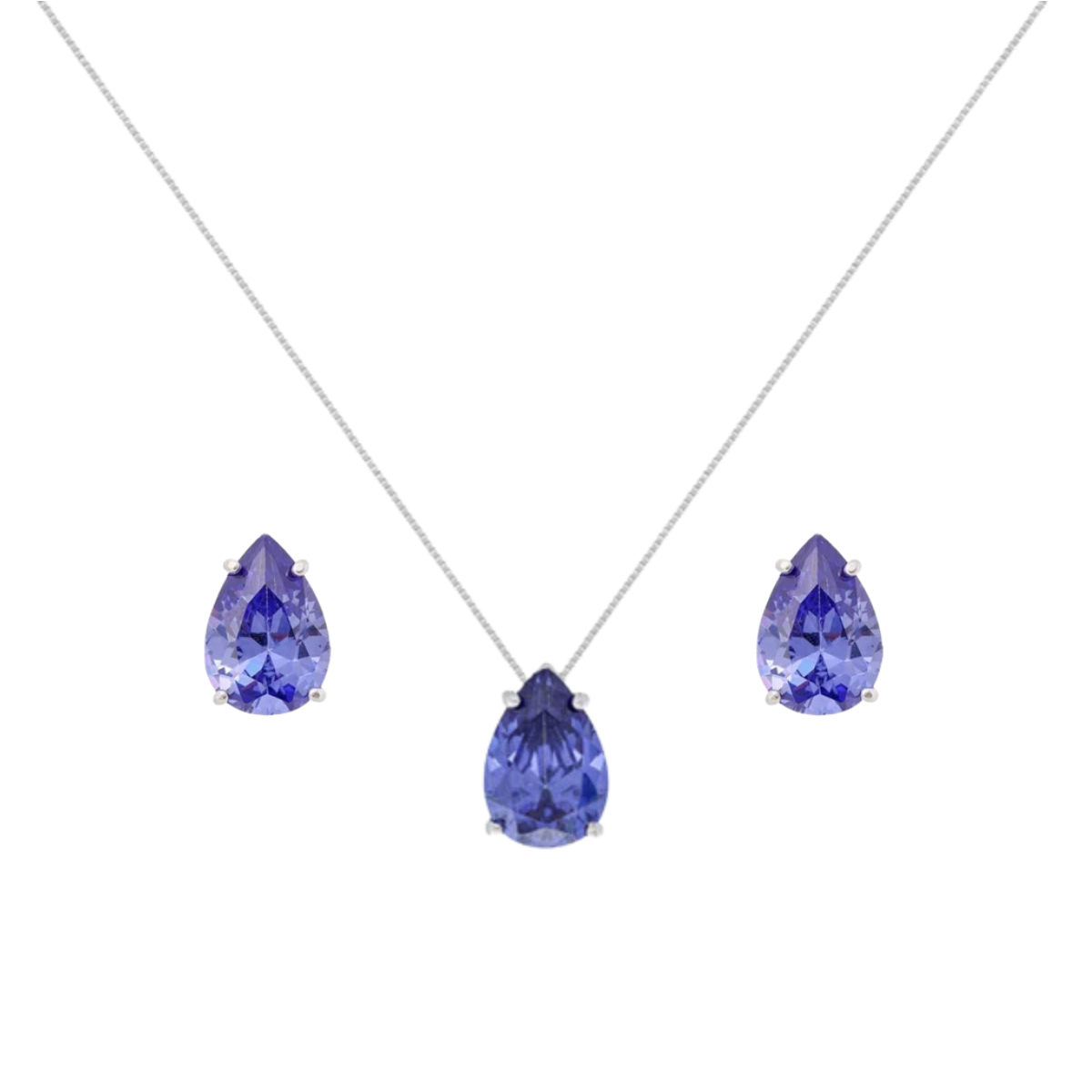 Conjunto gota Ivy zircônia tanzanita prata 925