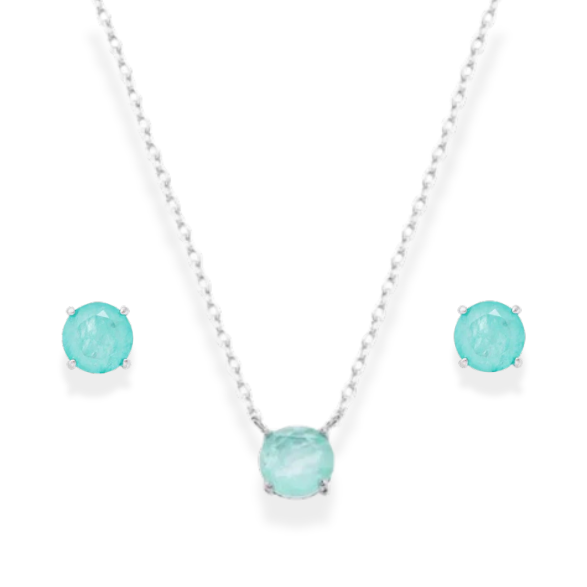 Conjunto redondo esmeralda colombiana fusion prata 925 (6mm)