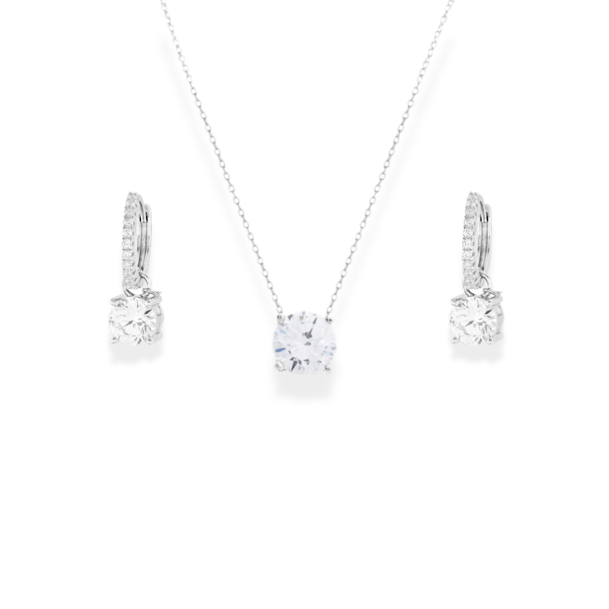 Conjunto argola Lanis + ponto de luz 6mm zircônia branca prata 925