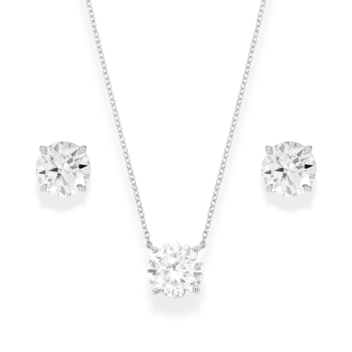 Conjunto ponto de luz Moissanite prata 925 (10mm)