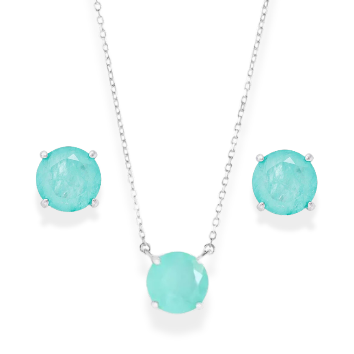 Conjunto ponto de luz esmeralda colombiana fusion prata 925 (10mm)