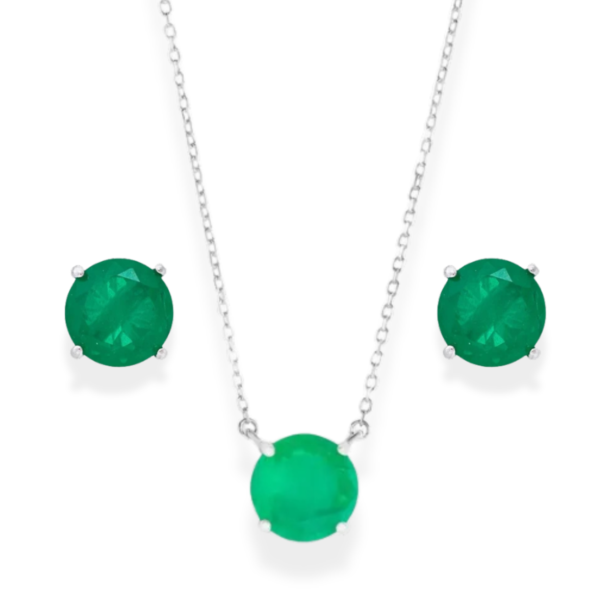 Conjunto ponto de luz esmeralda fusion prata 925 (10mm)