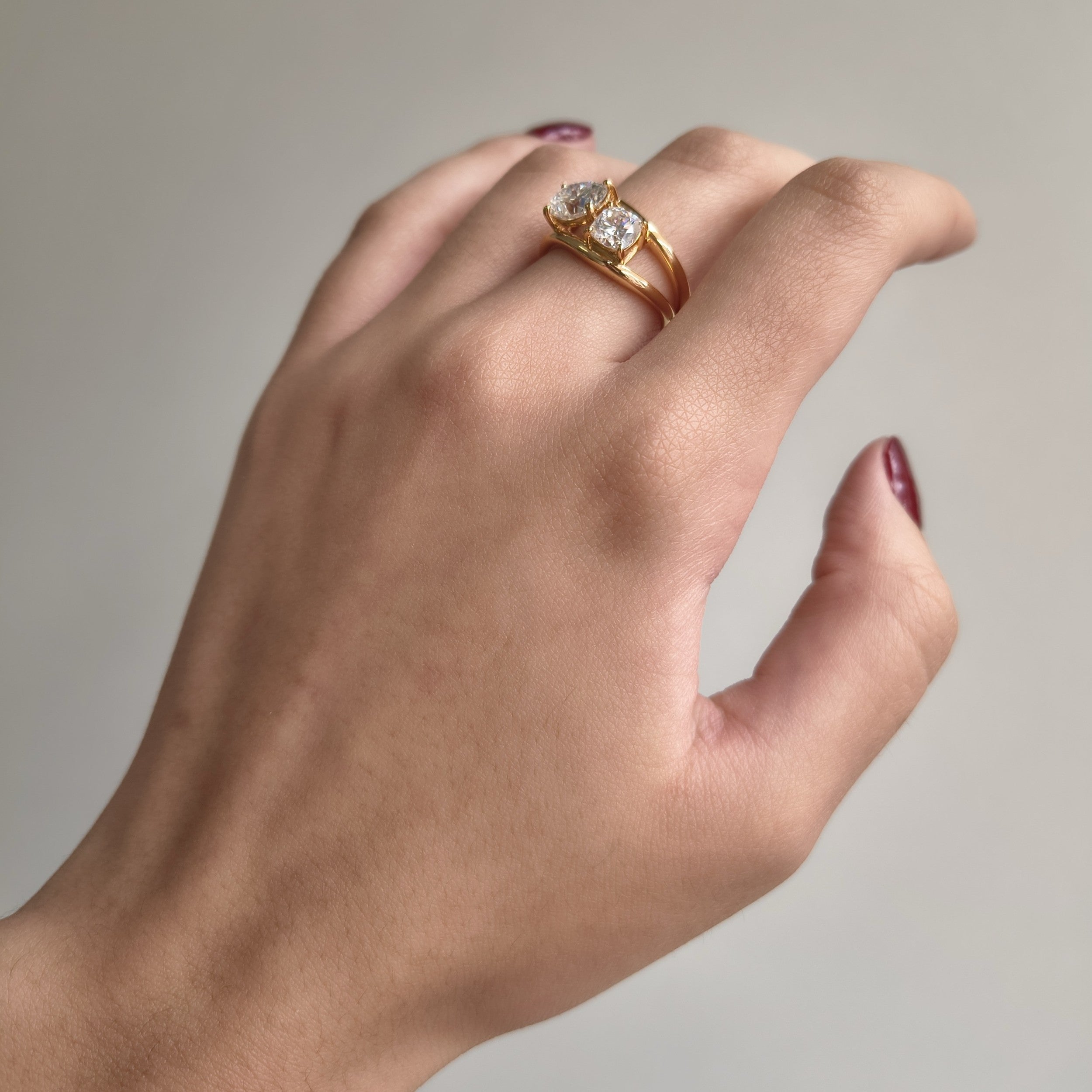 Anel Groove Moissanite prata 925 banho ouro - foto 3