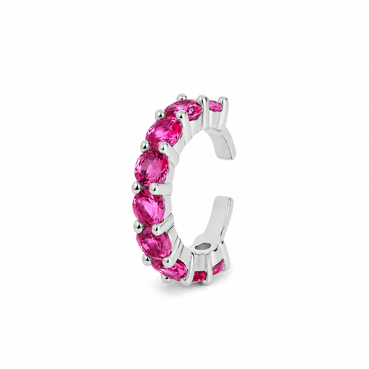 Piercing fake Sandy zircônias turmalina pink ródio branco