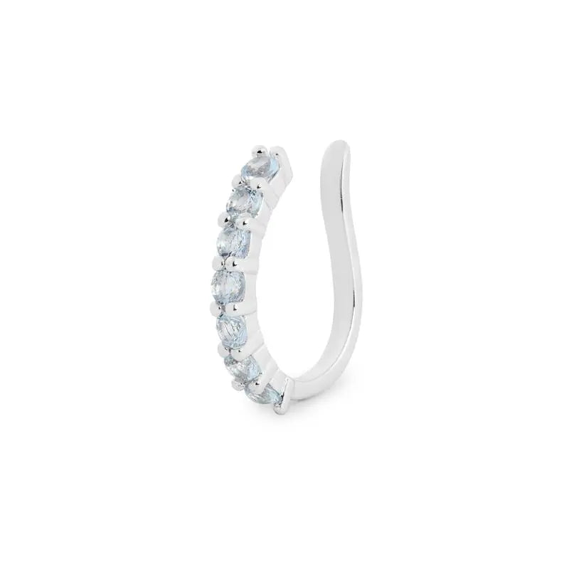 Piercing fake Bellagio zircônia água marinha ródio branco