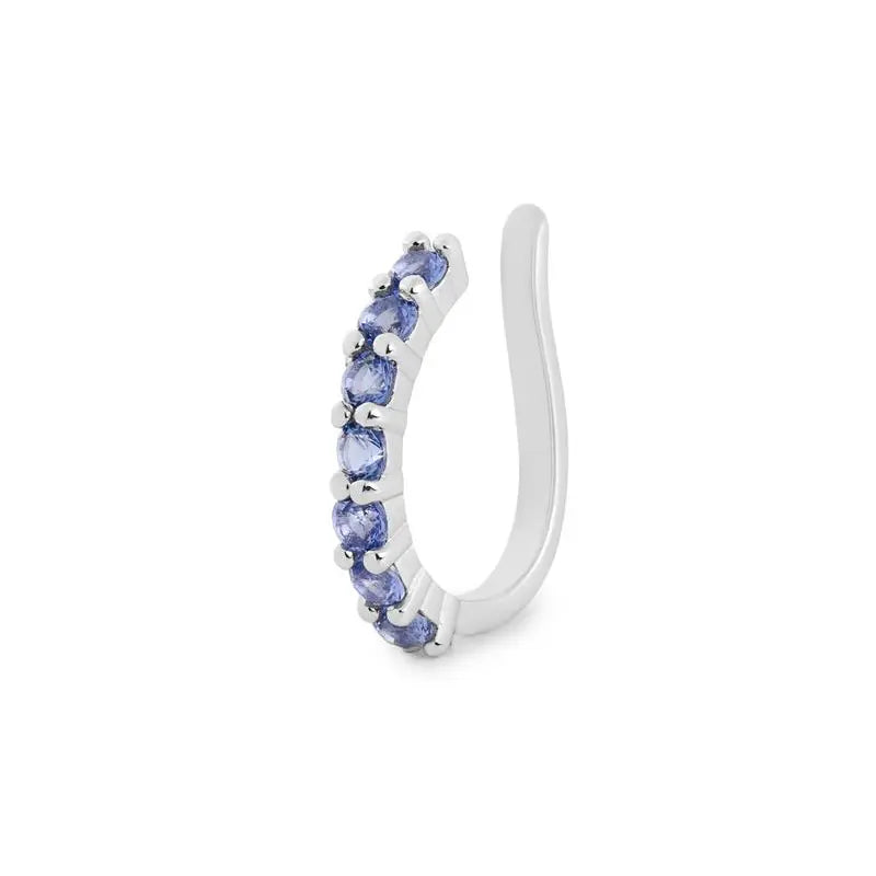 Piercing fake Bellagio zircônia tanzanita ródio branco