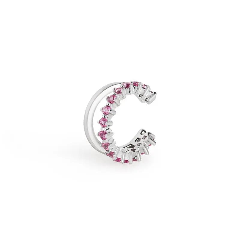 Piercing fake Celeste zircônias turmalina pink ródio branco