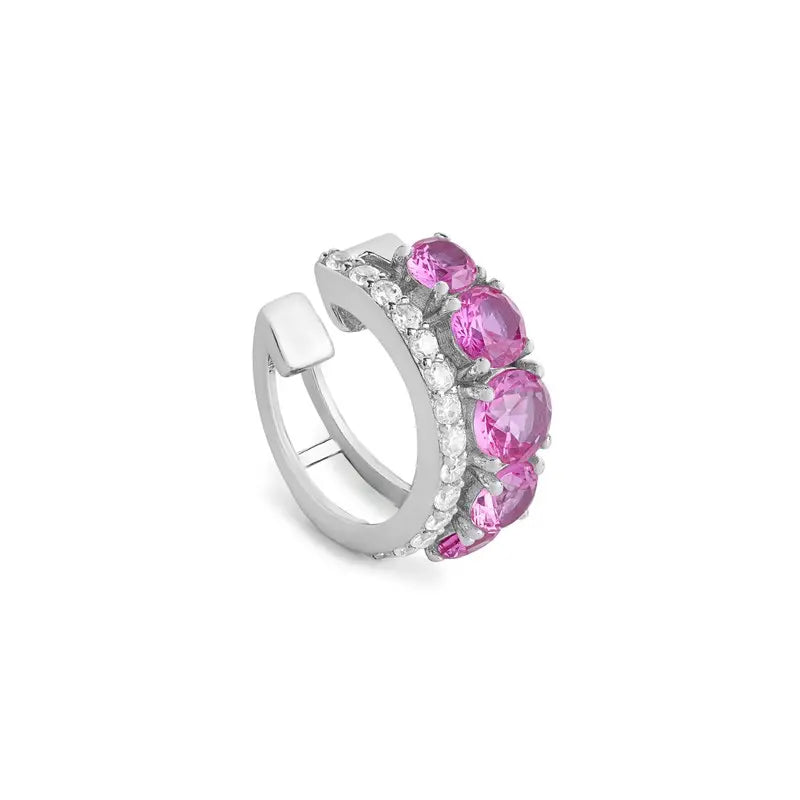 Piercing fake Maldivas zircônia turmalina pink prata 925