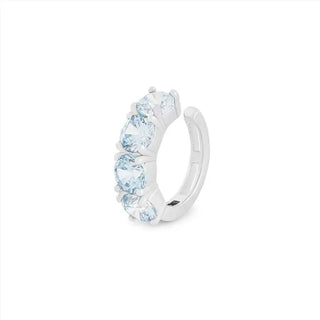 Piercing fake Paola zircônia sky blue ródio branco