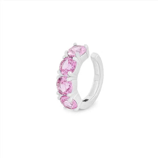 Piercing fake Paola zircônia turmalina pink ródio branco