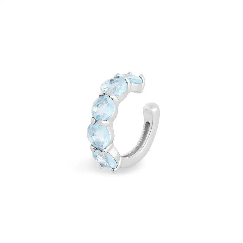 Piercing fake Tulum zircônia água marinha prata 925