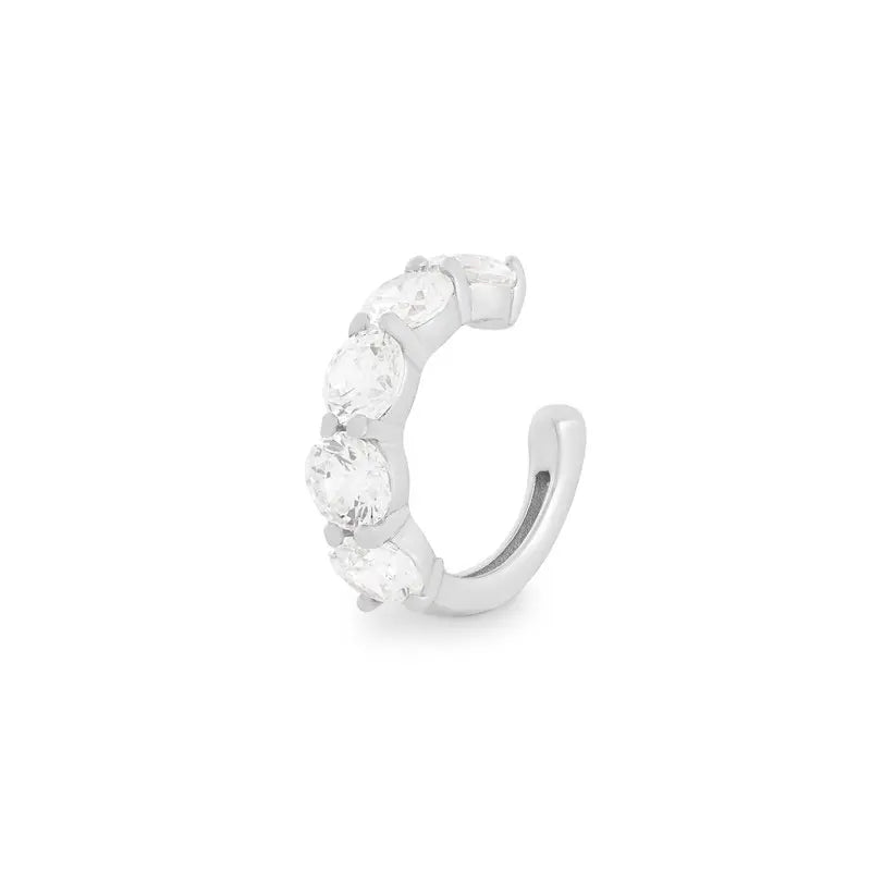 Piercing fake Tulum zircônia branca prata 925
