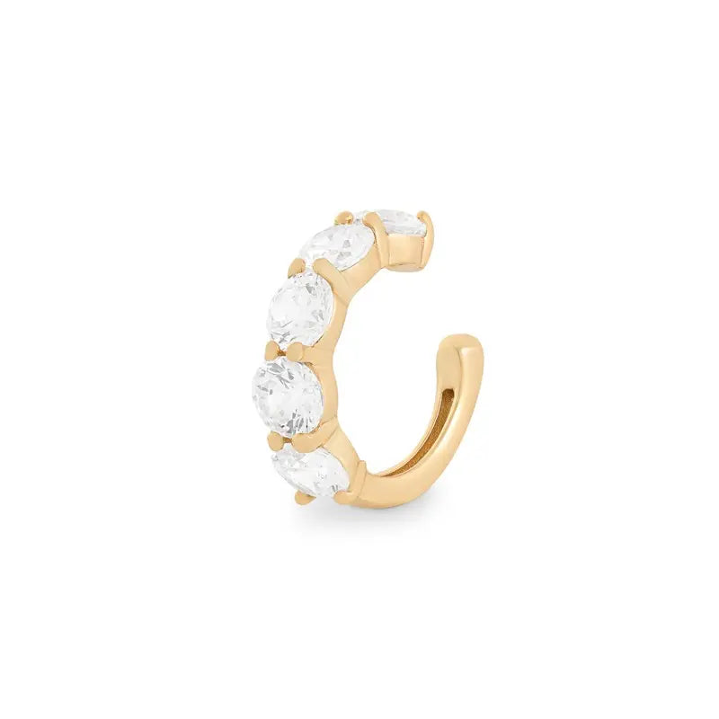 Piercing fake Tulum zircônia branca prata 925 banho ouro