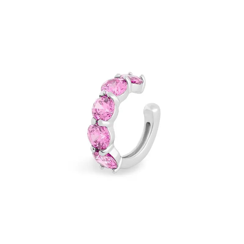 Piercing fake Tulum zircônia turmalina pink prata 925