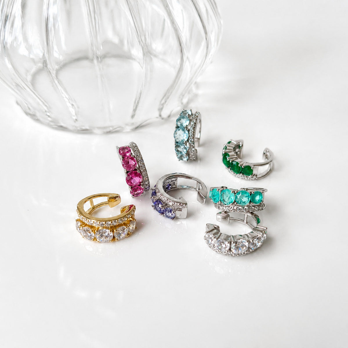 Piercing fake Maldivas zircônia branca prata 925 banho ouro
