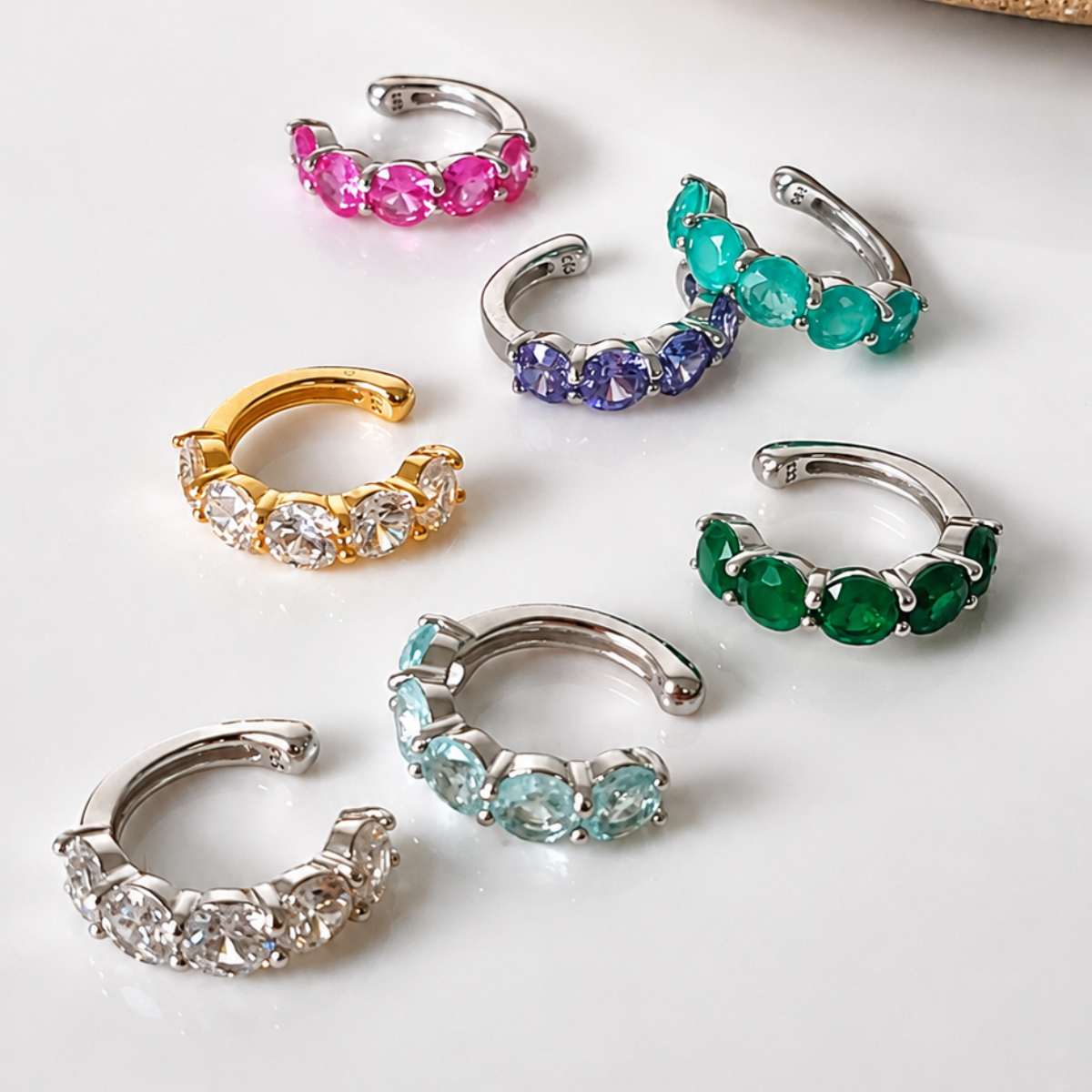 Piercing fake Tulum esmeralda colombiana fusion prata 925
