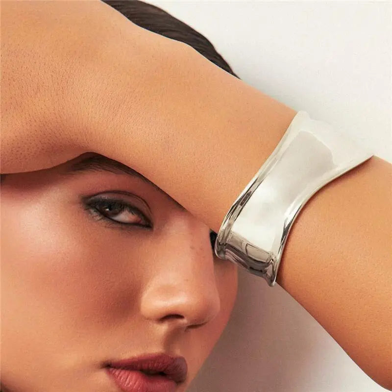 Pulseira bracelete Elsa liso ródio branco
