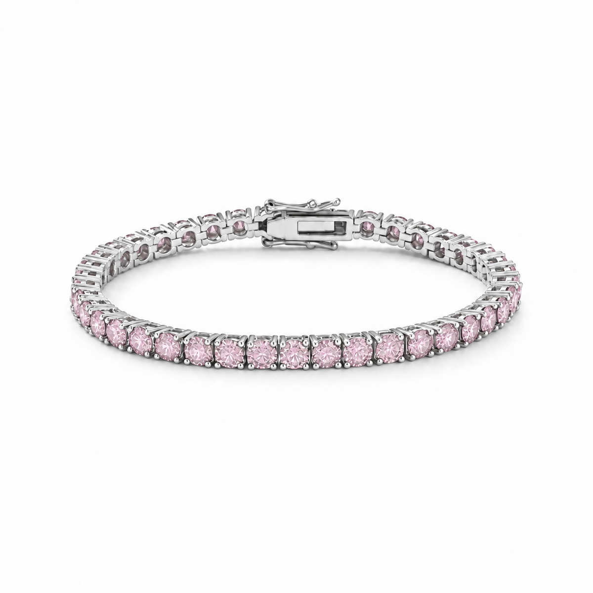 Pulseira classic riviera zircônias kunzita ródio branco (4mm)