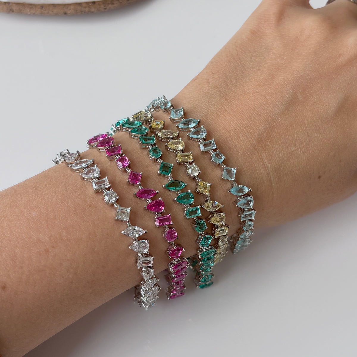 Pulseira riviera Allure zircônias água marinha ródio branco