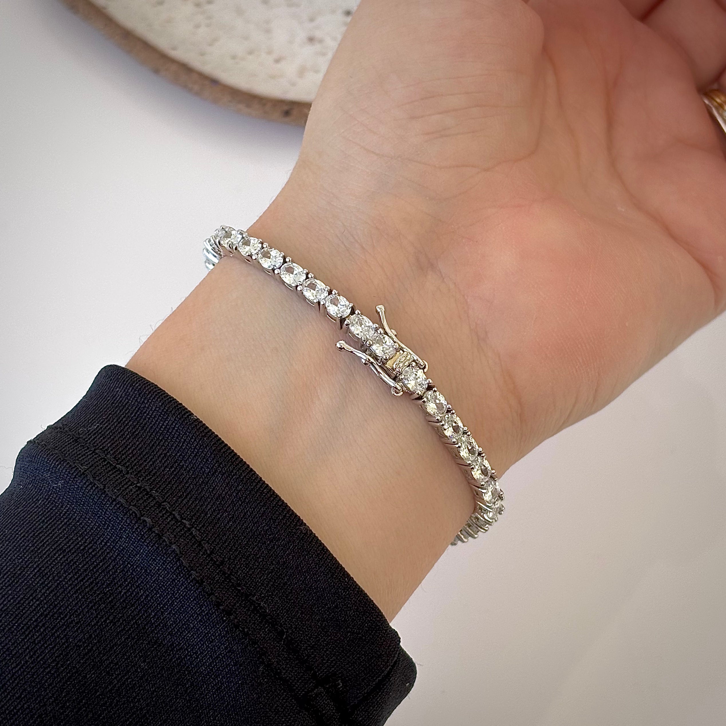 Pulseira riviera Dollie zircônias brancas ródio branco