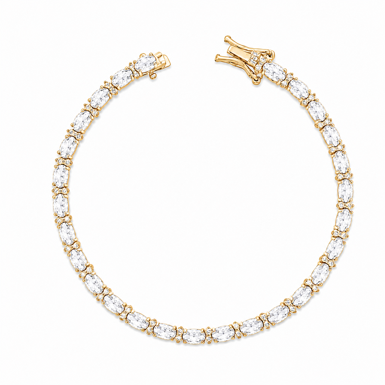 Pulseira riviera Laura zircônias brancas ouro