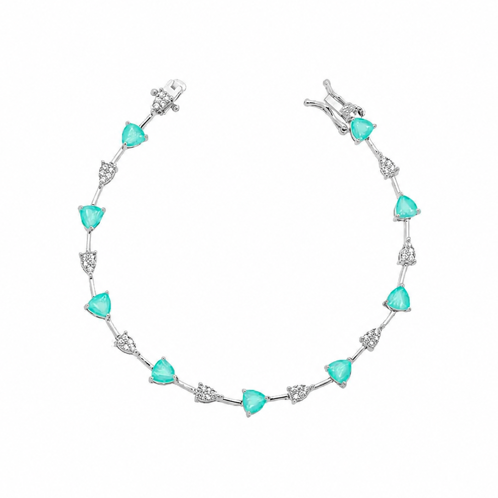 Pulseira riviera Lia esmeralda colombiana fusion ródio branco