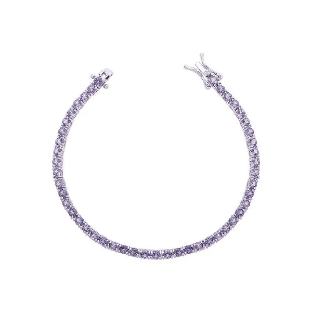Pulseira riviera Norah zircônias tanzanita ródio branco