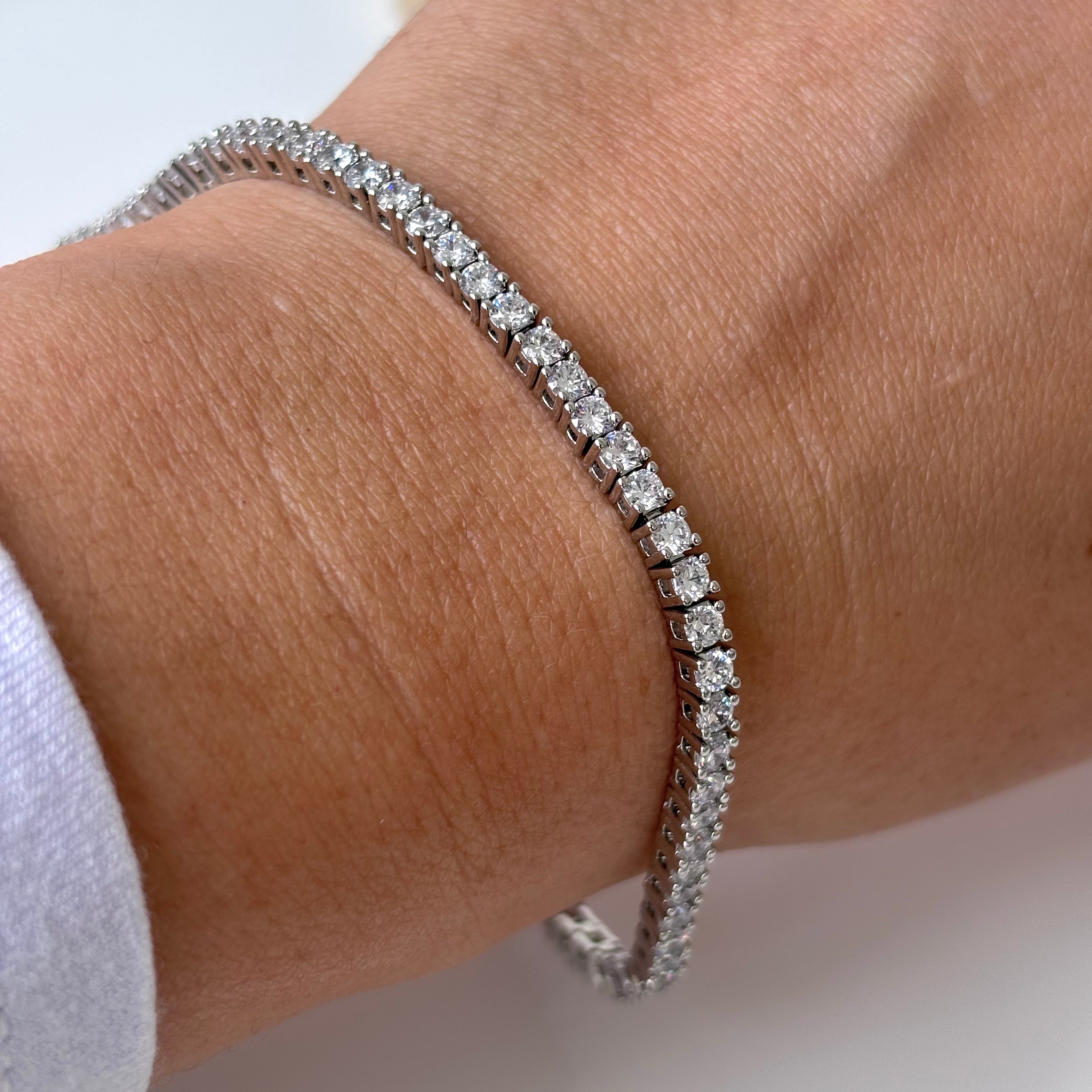 Pulseira riviera zircônias brancas ródio branco 2mm