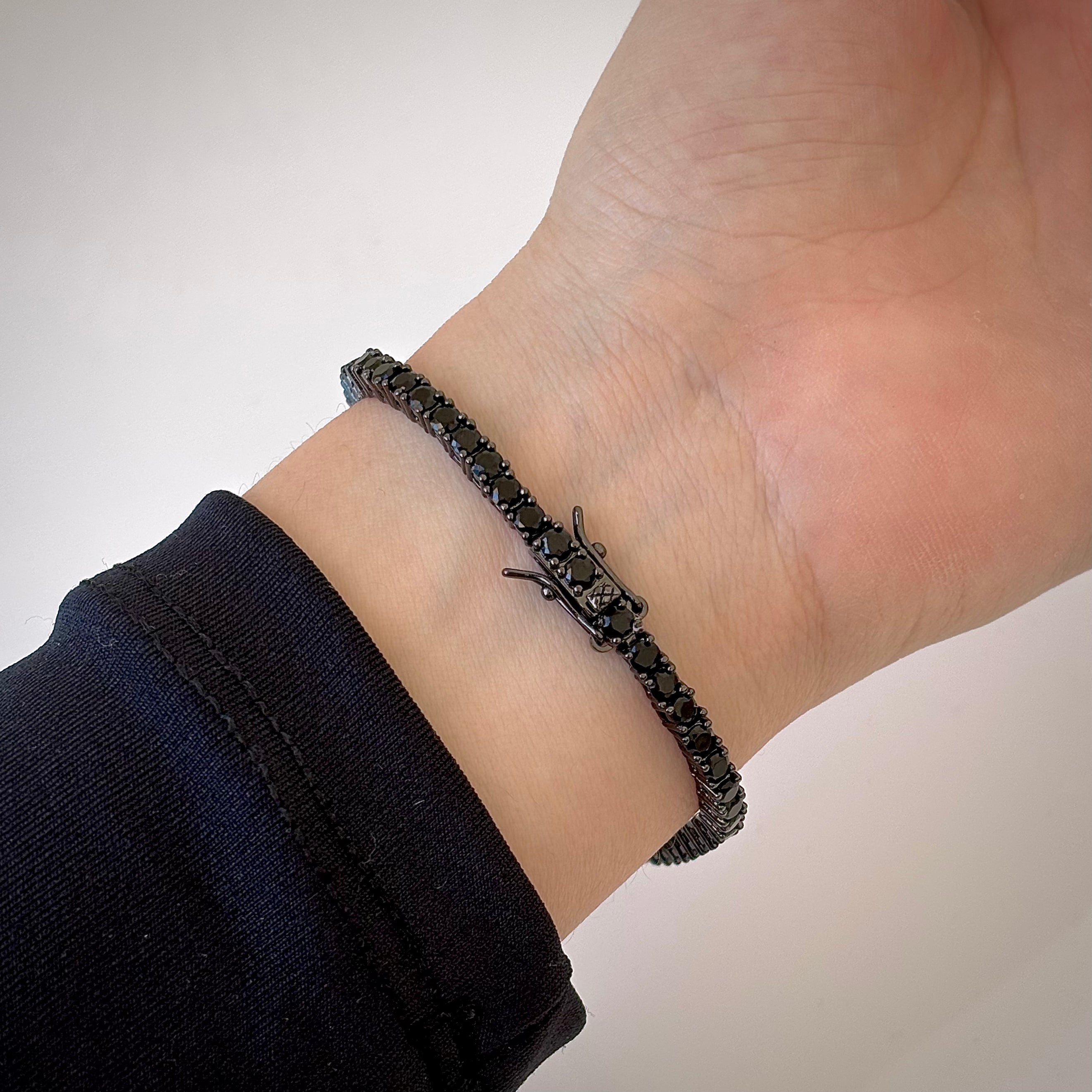 Pulseira riviera zircônias negras ródio negro