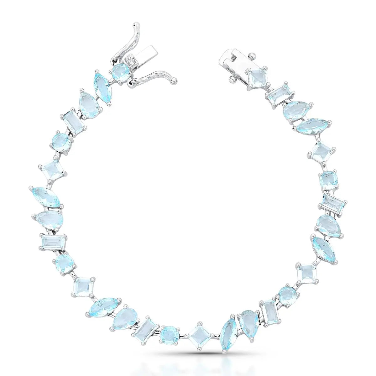 Pulseira riviera Allure zircônias água marinha ródio branco