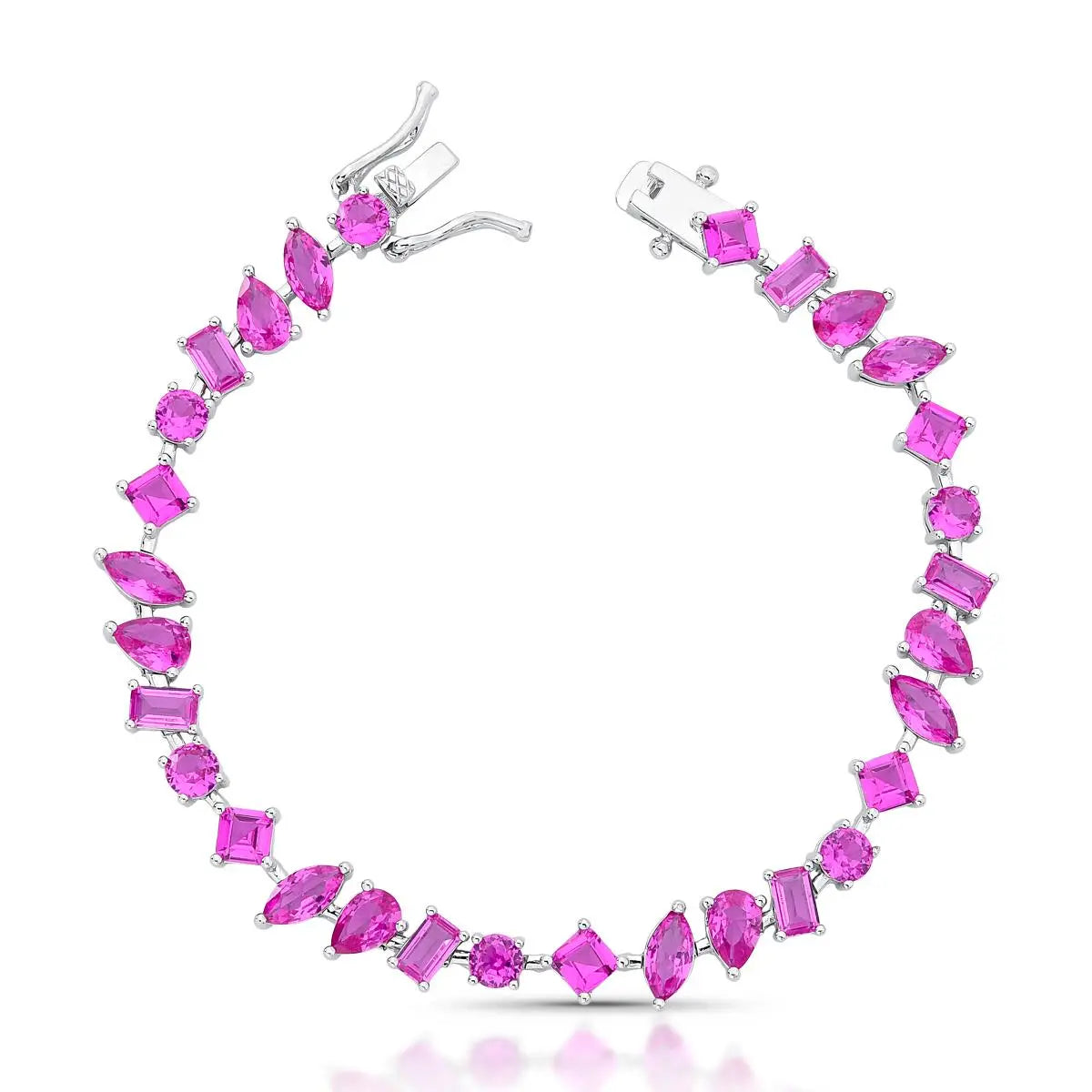 Pulseira riviera Allure zircônias turmalina pink ródio branco
