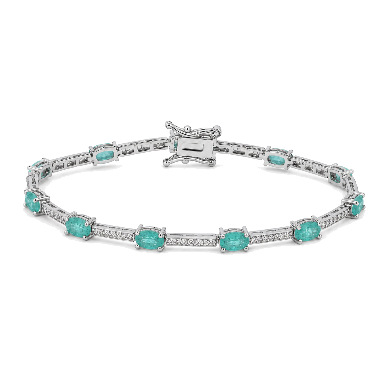 Pulseira riviera Carolina esmeralda colombiana fusion ródio branco