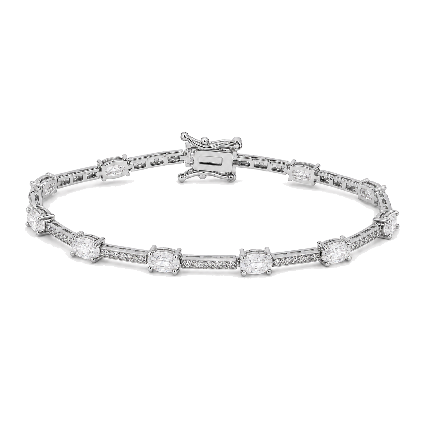 Pulseira riviera Carolina zircônias brancas ródio branco
