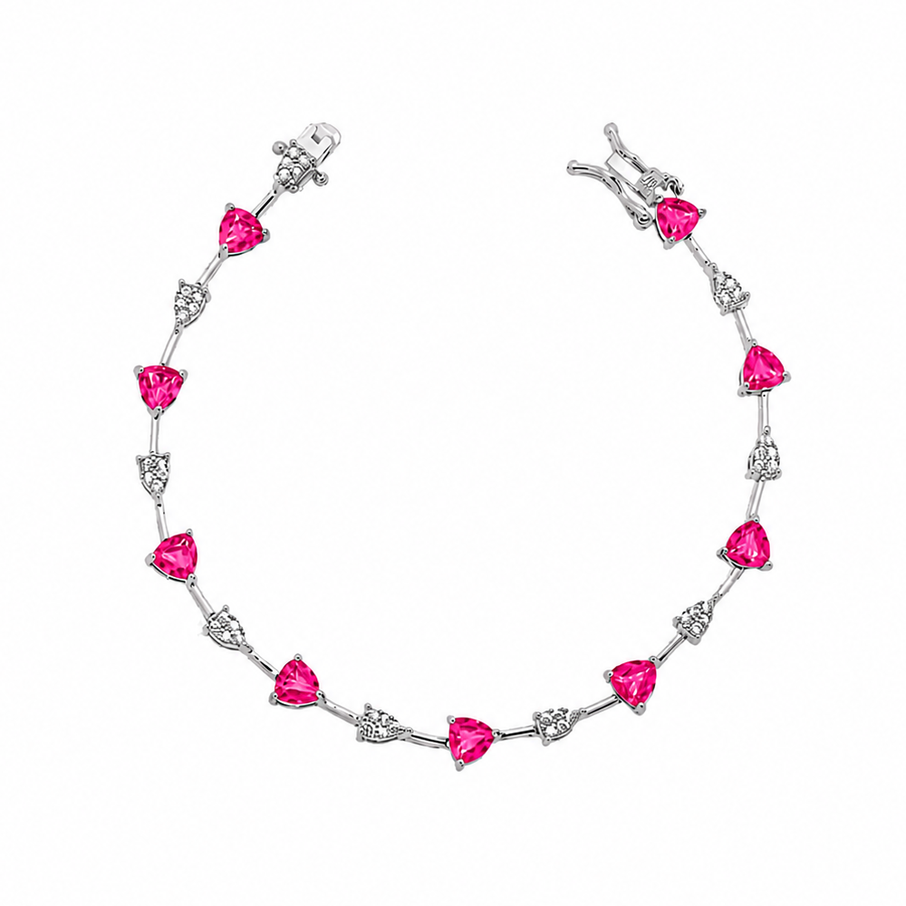 Pulseira riviera Lia zircônias turmalina pink ródio branco
